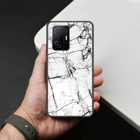 Xiaomi 11T Cover - White Marble Series 2 - HQ Ultra Shine Premium Infinity Glass Soft Silicon Borders Case