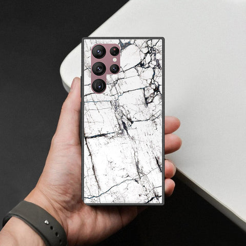 Samsung Galaxy S22 Ultra 5G Cover - White Marble Series 2 - HQ Ultra Shine Premium Infinity Glass Soft Silicon Borders Case