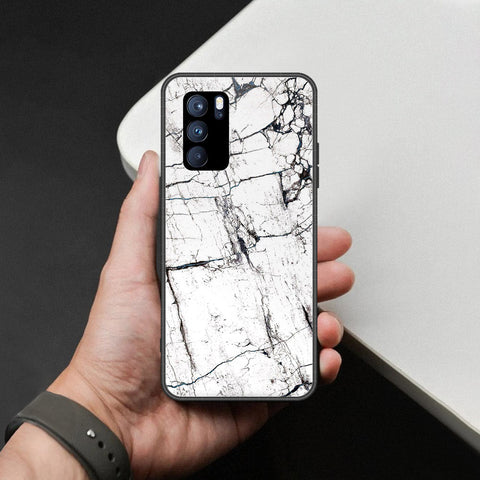 Oppo Reno 6 Pro 5G Cover - White Marble Series 2 - HQ Ultra Shine Premium Infinity Glass Soft Silicon Borders Case