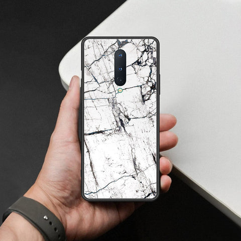 OnePlus 8 Cover - White Marble Series 2 - HQ Ultra Shine Premium Infinity Glass Soft Silicon Borders Case (Fast Delivery)