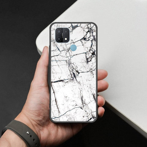Oppo A35 Cover - White Marble Series 2 - HQ Ultra Shine Premium Infinity Glass Soft Silicon Borders Case