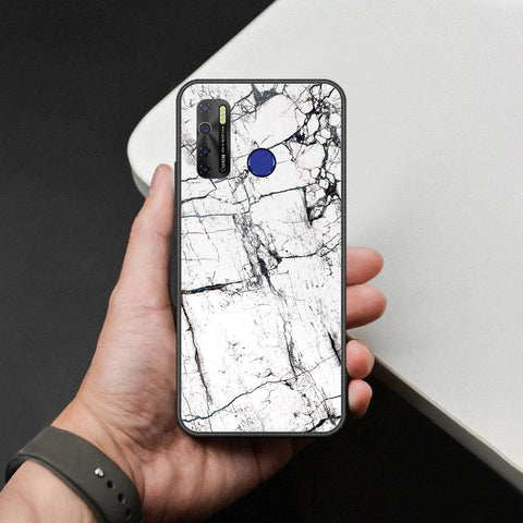 Tecno Camon 15 Air Cover - White Marble Series 2 - HQ Ultra Shine Premium Infinity Glass Soft Silicon Borders Case