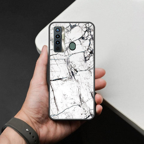 Tecno Camon 17 Cover - White Marble Series 2 - HQ Ultra Shine Premium Infinity Glass Soft Silicon Borders Case