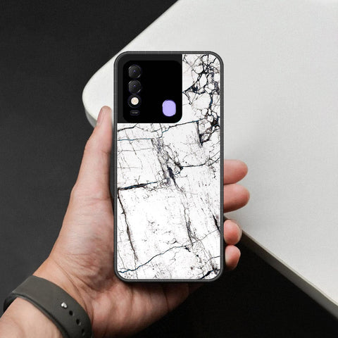 Tecno Spark 8 Cover - White Marble Series 2 - HQ Ultra Shine Premium Infinity Glass Soft Silicon Borders Case