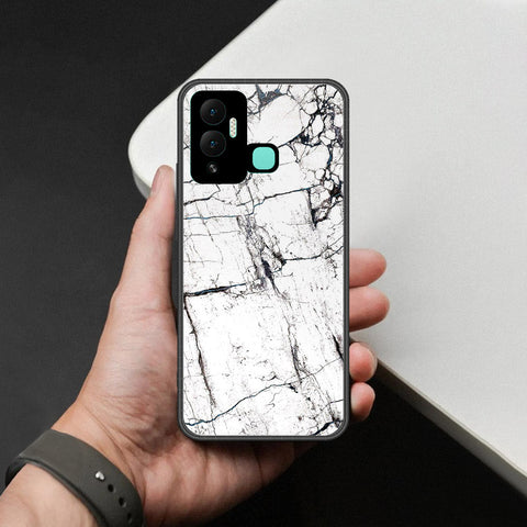Infinix Hot 12i Cover - White Marble Series 2 - HQ Ultra Shine Premium Infinity Glass Soft Silicon Borders Case