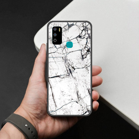 Infinix Hot 9 Play Cover - White Marble Series 2 - HQ Ultra Shine Premium Infinity Glass Soft Silicon Borders Case