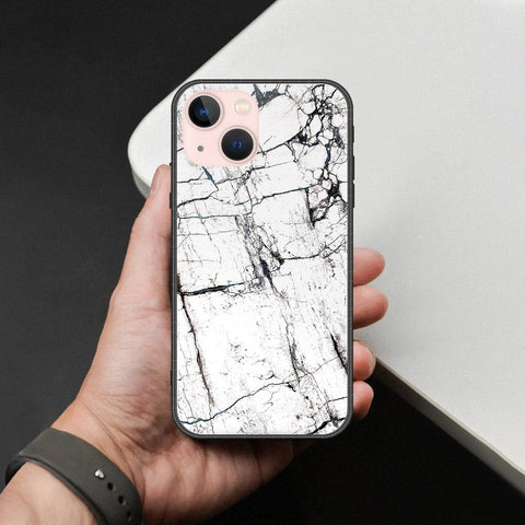 iPhone 14 - White Marble Series 2 - HQ Ultra Shine Premium Infinity Glass Soft Silicon Borders Case