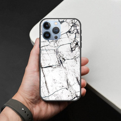 iPhone 14 Pro Cover - White Marble Series 2 - HQ Ultra Shine Premium Infinity Glass Soft Silicon Borders Case