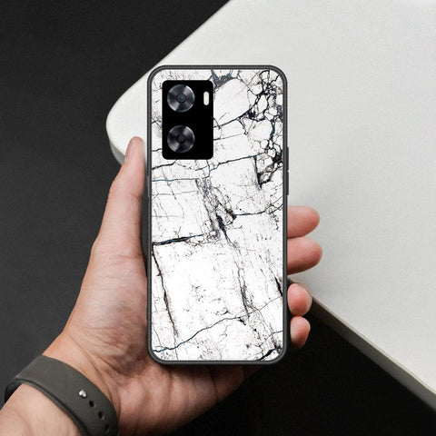 Oppo A77s Cover - White Marble Series 2 - HQ Ultra Shine Premium Infinity Glass Soft Silicon Borders Case