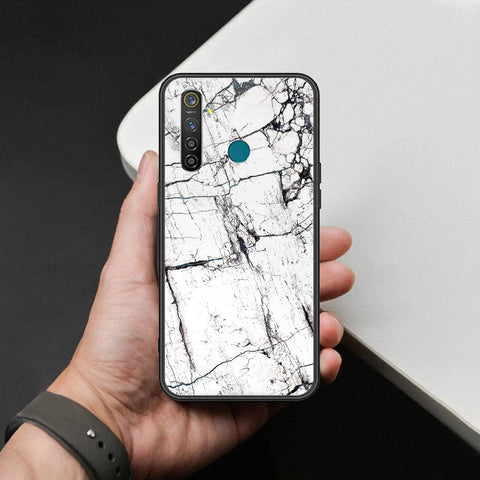 Realme 5 Pro Cover - White Marble Series 2 - HQ Ultra Shine Premium Infinity Glass Soft Silicon Borders Case