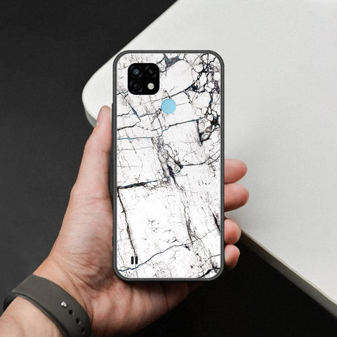Realme C21 Cover - White Marble Series 2 - HQ Ultra Shine Premium Infinity Glass Soft Silicon Borders Case