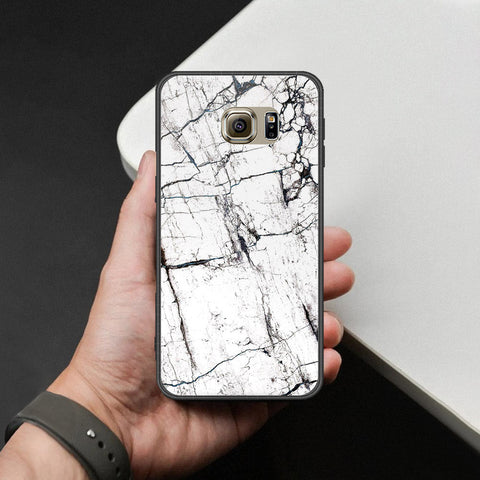 Samsung Galaxy S6 Cover - White Marble Series 2 - HQ Ultra Shine Premium Infinity Glass Soft Silicon Borders Case