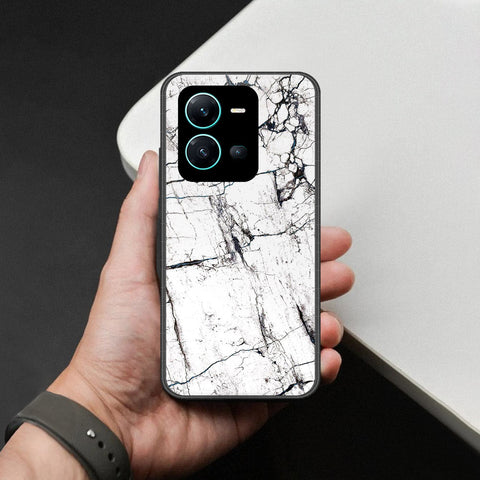 Vivo X80 Lite Cover - White Marble Series 2 - HQ Ultra Shine Premium Infinity Glass Soft Silicon Borders Case