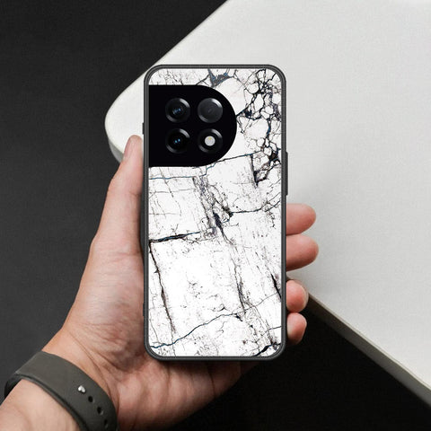 OnePlus 11R Cover - White Marble Series 2 - HQ Ultra Shine Premium Infinity Glass Soft Silicon Borders Case