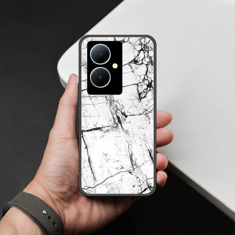 Vivo V29 Lite Cover - White Marble Series 2 - HQ Ultra Shine Premium Infinity Glass Soft Silicon Borders Case