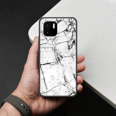 Xiaomi Redmi A1 Cover - White Marble Series 2 - HQ Ultra Shine Premium Infinity Glass Soft Silicon Borders Case