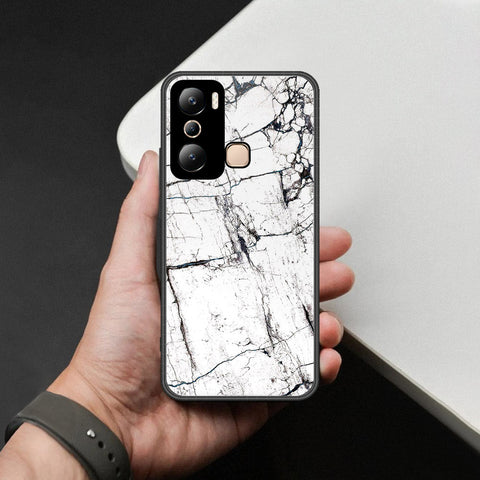 Infinix Hot 20i Cover - White Marble Series 2 - HQ Ultra Shine Premium Infinity Glass Soft Silicon Borders Case