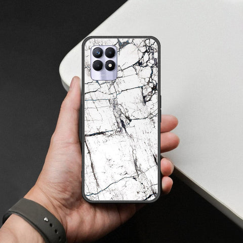 Realme 8i Cover - White Marble Series 2 - HQ Ultra Shine Premium Infinity Glass Soft Silicon Borders Case