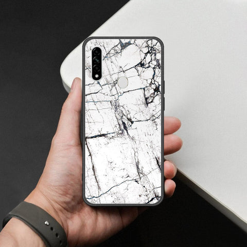 Oppo A31 Cover - White Marble Series 2 - HQ Ultra Shine Premium Infinity Glass Soft Silicon Borders Case