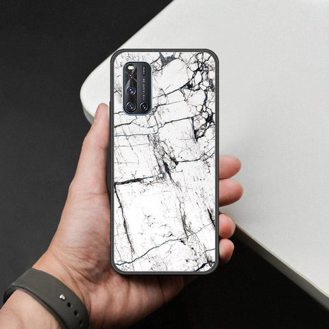 Vivo V19 Cover - White Marble Series 2 - HQ Ultra Shine Premium Infinity Glass Soft Silicon Borders Case