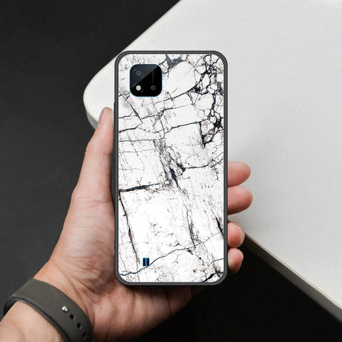 Realme C20 Cover - White Marble Series 2 - HQ Ultra Shine Premium Infinity Glass Soft Silicon Borders Case