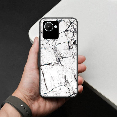 Realme C30 Cover - White Marble Series 2 - HQ Ultra Shine Premium Infinity Glass Soft Silicon Borders Case
