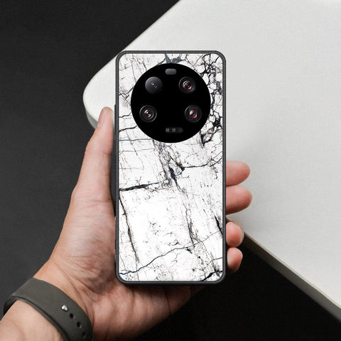 Xiaomi 13 Ultra Cover - White Marble Series 2 - HQ Ultra Shine Premium Infinity Glass Soft Silicon Borders Case