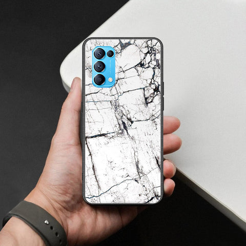 Oppo Reno 5 4G Cover - White Marble Series 2 - HQ Ultra Shine Premium Infinity Glass Soft Silicon Borders Case