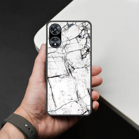 Oppo A58 4G Cover - White Marble Series 2 - HQ Ultra Shine Premium Infinity Glass Soft Silicon Borders Case