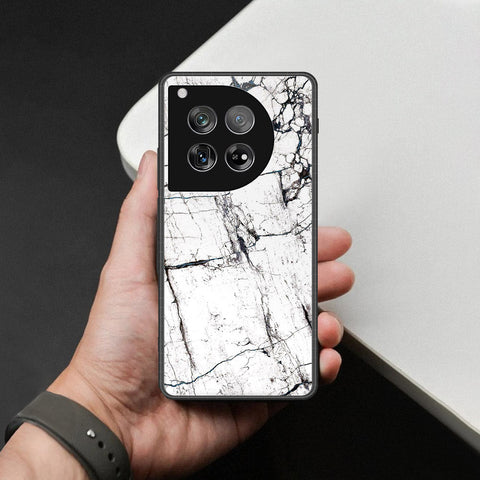 OnePlus 12 Cover - White Marble Series 2 - HQ Ultra Shine Premium Infinity Glass Soft Silicon Borders Case