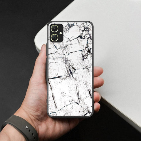 Samsung Galaxy A05 Cover - White Marble Series 2 - HQ Ultra Shine Premium Infinity Glass Soft Silicon Borders Case