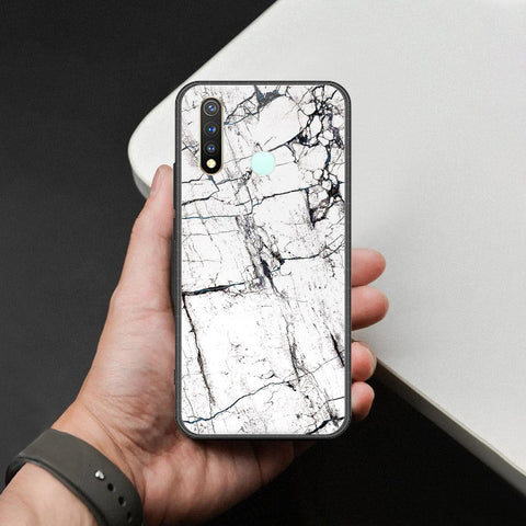 Vivo Y19 Cover - White Marble Series 2 - HQ Ultra Shine Premium Infinity Glass Soft Silicon Borders Case