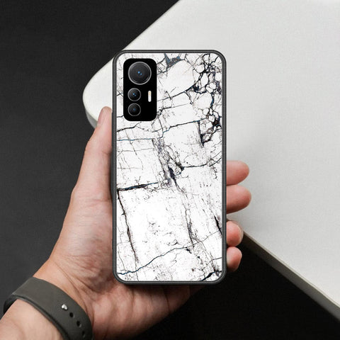 Xiaomi 12 Lite Cover - White Marble Series 2 - HQ Ultra Shine Premium Infinity Glass Soft Silicon Borders Case