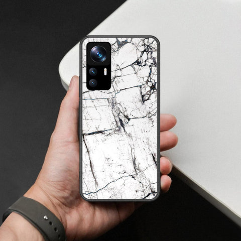 Xiaomi 12T Pro Cover - White Marble Series 2 - HQ Ultra Shine Premium Infinity Glass Soft Silicon Borders Case