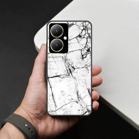 Vivo Y35 Plus Cover - White Marble Series 2 - HQ Ultra Shine Premium Infinity Glass Soft Silicon Borders Case