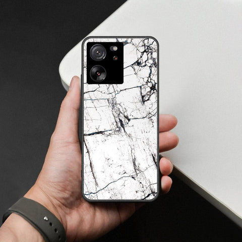 Xiaomi 13T Pro Cover - White Marble Series 2 - HQ Ultra Shine Premium Infinity Glass Soft Silicon Borders Case