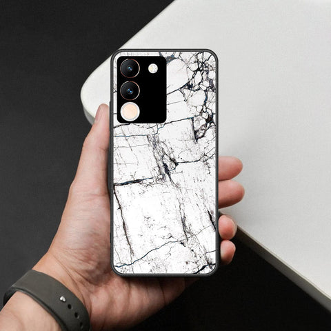 Vivo Y200 5G Cover - White Marble Series 2 - HQ Ultra Shine Premium Infinity Glass Soft Silicon Borders Case