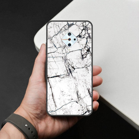Vivo Y9s Cover - White Marble Series 2 - HQ Ultra Shine Premium Infinity Glass Soft Silicon Borders Case