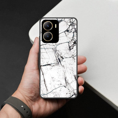 Vivo Y35 5G Cover - White Marble Series 2 - HQ Ultra Shine Premium Infinity Glass Soft Silicon Borders Case