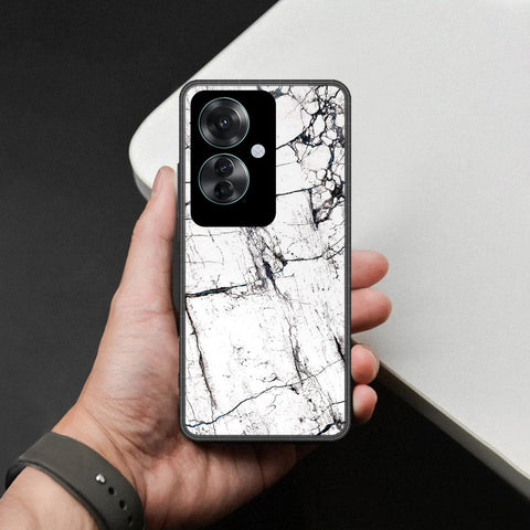 Oppo Reno 11F 5G Cover - White Marble Series 2 - HQ Ultra Shine Premium Infinity Glass Soft Silicon Borders Case