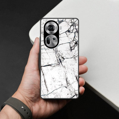 Oppo Reno 11 5G Cover - White Marble Series 2 - HQ Ultra Shine Premium Infinity Glass Soft Silicon Borders Case