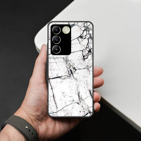 Vivo Y100 4G Cover - White Marble Series 2 - HQ Ultra Shine Premium Infinity Glass Soft Silicon Borders Case