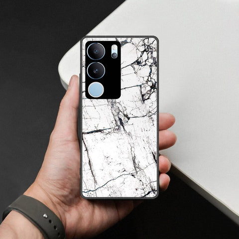 Vivo V29 Cover - White Marble Series 2 - HQ Ultra Shine Premium Infinity Glass Soft Silicon Borders Case