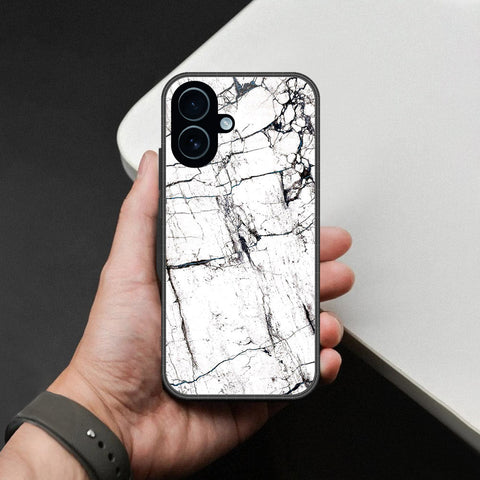 iPhone 18 - White Marble Series 2 - HQ Ultra Shine Premium Infinity Glass Soft Silicon Borders Case