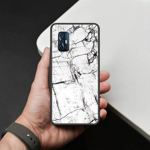 Vivo V17 Cover - White Marble Series 2 - HQ Ultra Shine Premium Infinity Glass Soft Silicon Borders Case