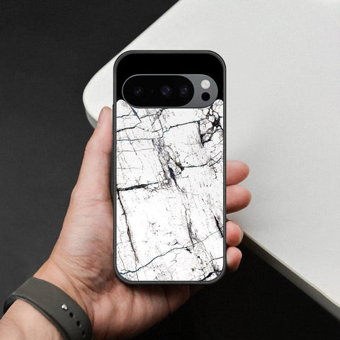 Google Pixel 9 Pro XL Cover - White Marble Series 2 - HQ Ultra Shine Premium Infinity Glass Soft Silicon Borders Case