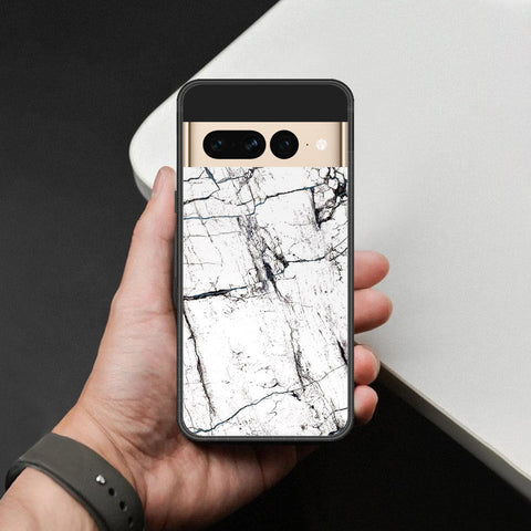 Google Pixel 7 Pro Cover - White Marble Series 2 - HQ Ultra Shine Premium Infinity Glass Soft Silicon Borders Case