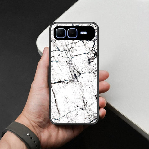 Infinix Smart 10 Plus Cover - White Marble Series 2 - HQ Ultra Shine Premium Infinity Glass Soft Silicon Borders Case
