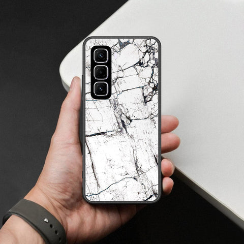 Infinix Hot 60 Pro Plus Cover - White Marble Series 2 - HQ Ultra Shine Premium Infinity Glass Soft Silicon Borders Case
