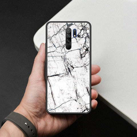 Xiaomi Redmi 9 Cover - White Marble Series 2 - HQ Ultra Shine Premium Infinity Glass Soft Silicon Borders Case